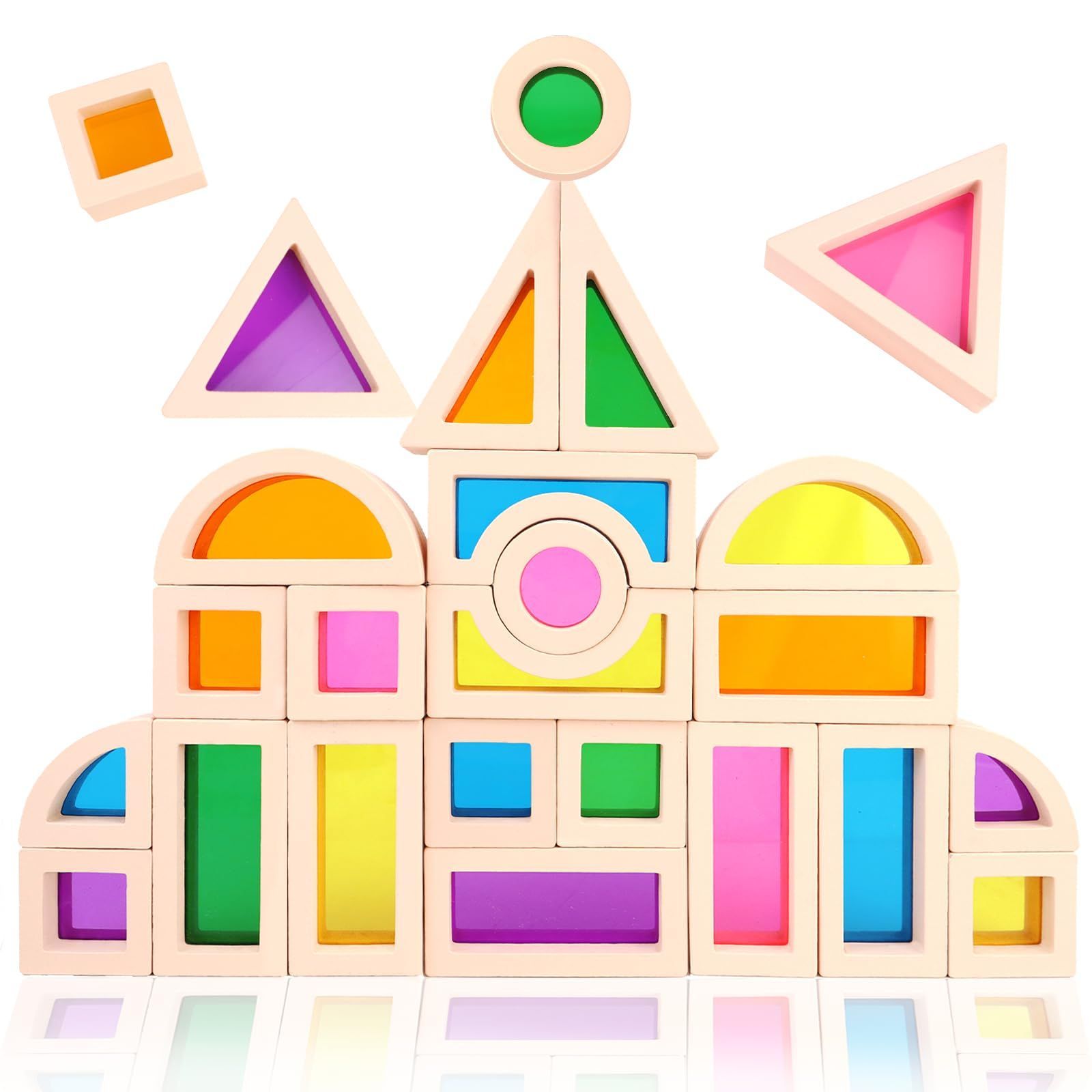 | 積み木 TOYS クリア 虹の色の積み木セット 25PCS CORPER アクリル積み木 虹のかけら REGENBOGENLAND_JAPAN(レーゲンボーゲン 特価セールCORPER 25の creator アクリル little 虹の山セット（36個）：おもちゃ：百町森