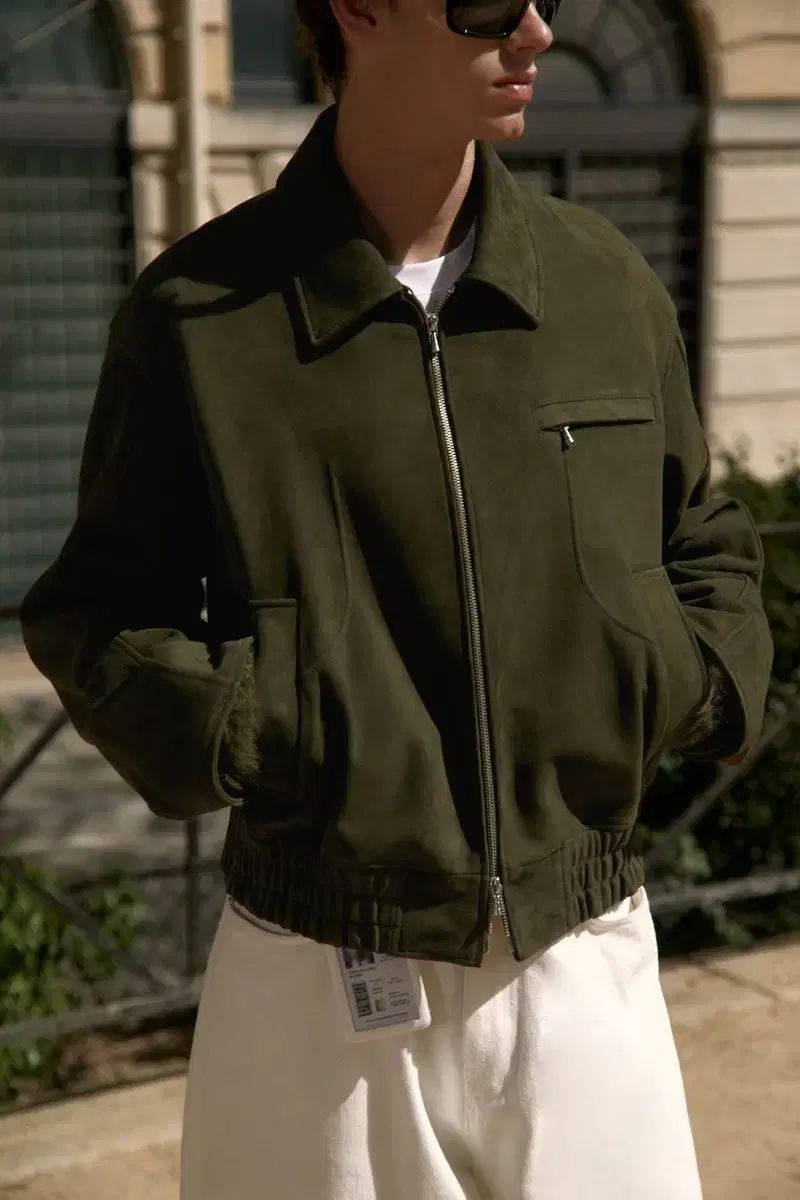 STU ゴート スエード ジャケット カーキ L