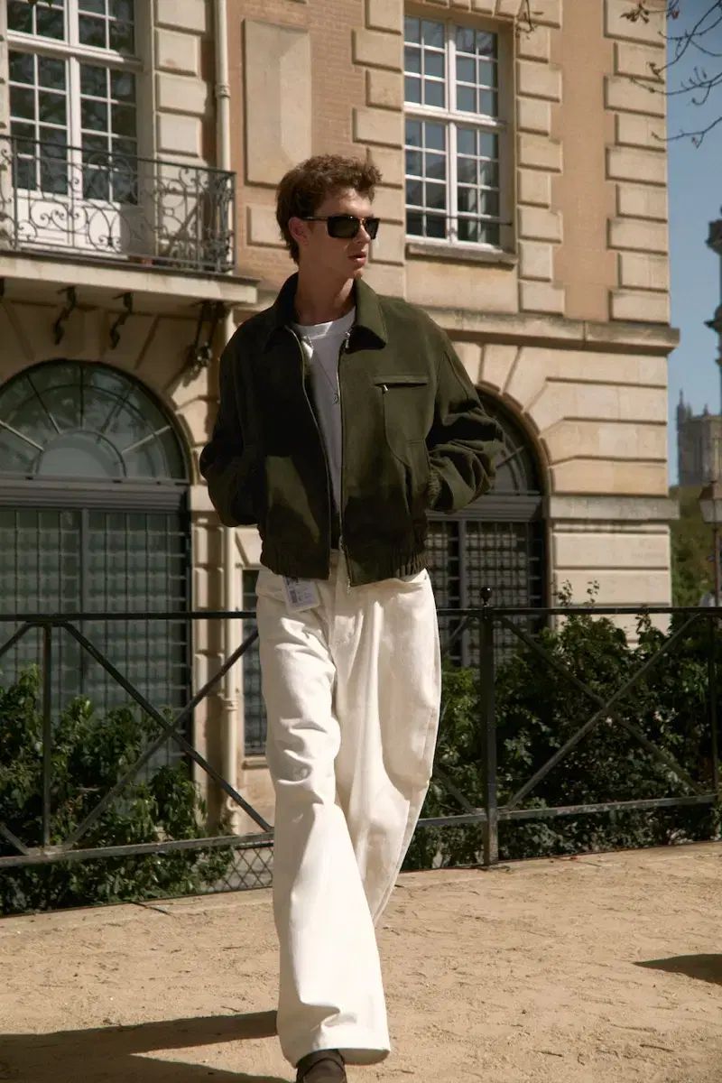 STU ゴート スエード ジャケット カーキ L