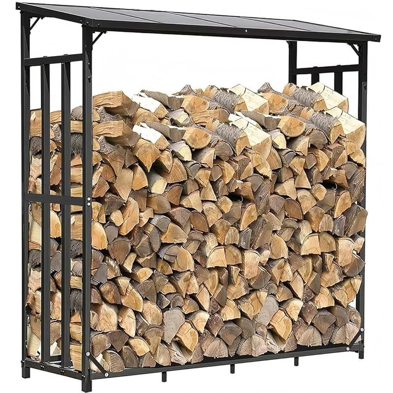 EastEamily 薪ラック 屋根付き ログラック 薪置き棚 屋外 大型 スチール製 耐荷重300 kg 奥行60 幅157 高さ176 3 cm 収納 整理 保管 乾燥 ログホルダー 頑丈 高い安定性 薪小屋 暖炉 焚火 ポーチ ガーデン パティオ 庭に最適