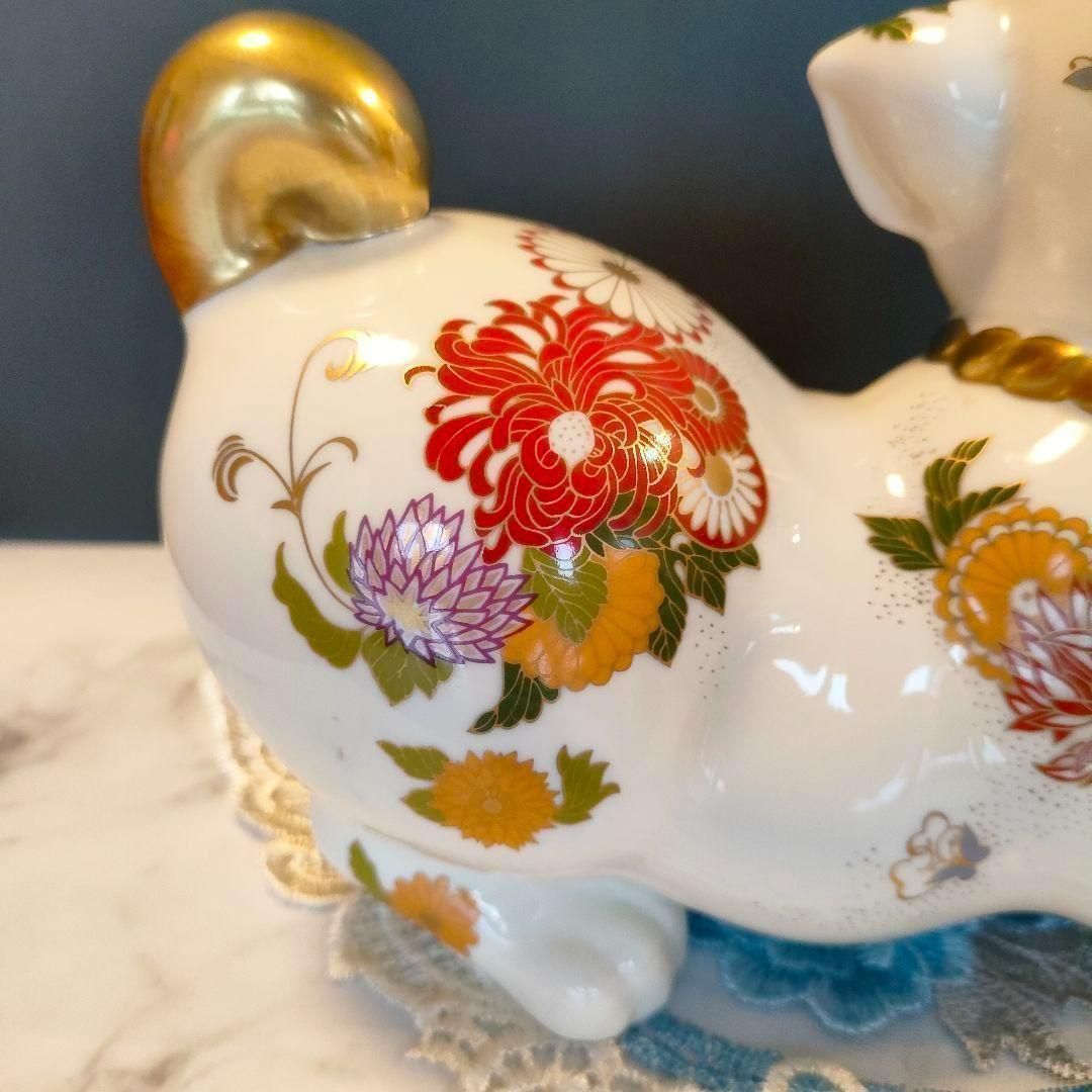 美品★フランクリンミント バンビ 鹿 花模様 陶器 置物 金彩 フィギュリン 美品☆ フランクリンミント フィギュリン 鹿 バンビ 陶器 置物 金彩 花