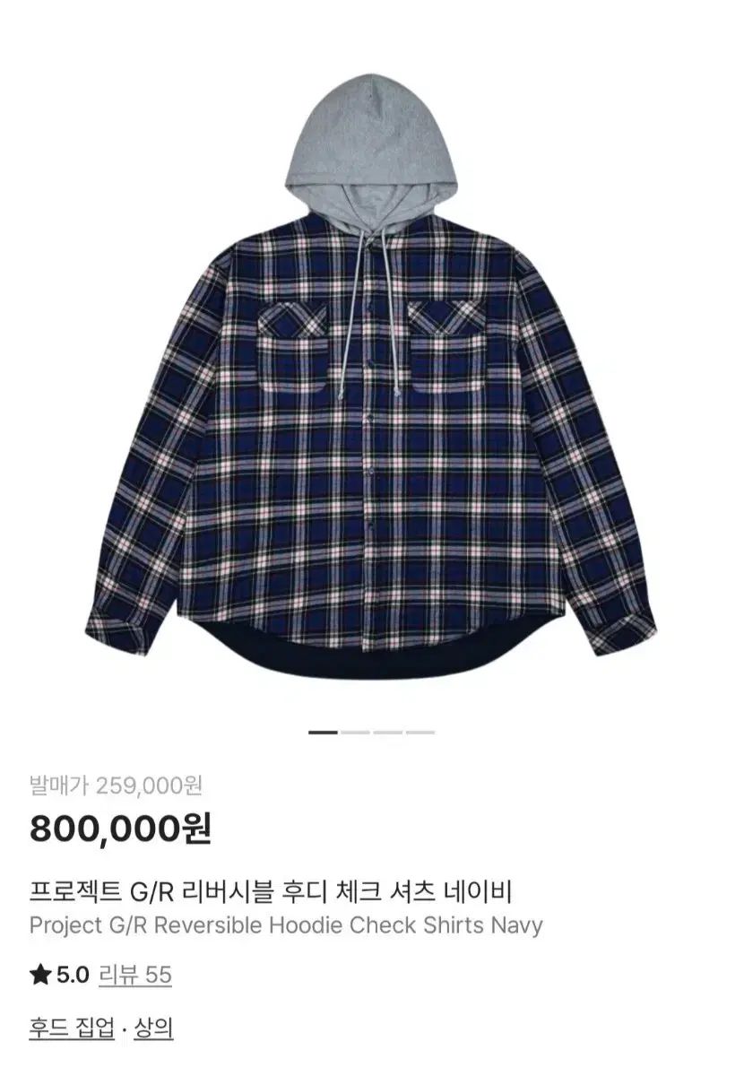 プロジェクトGR リバーシブル フーディー チェック ネイビー 1