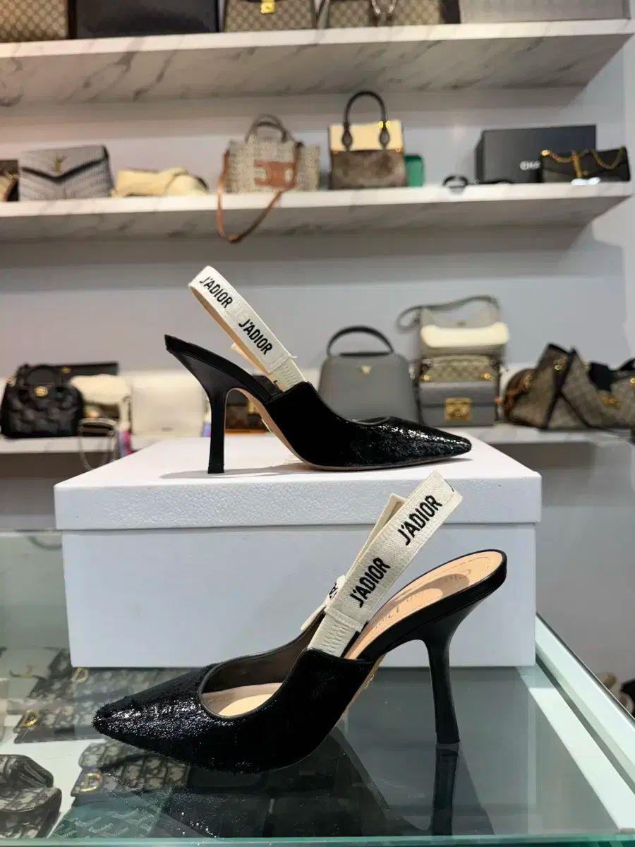 36 5 ディオール J ADIOR ブラック パンプス スリングバック ヒール 靴