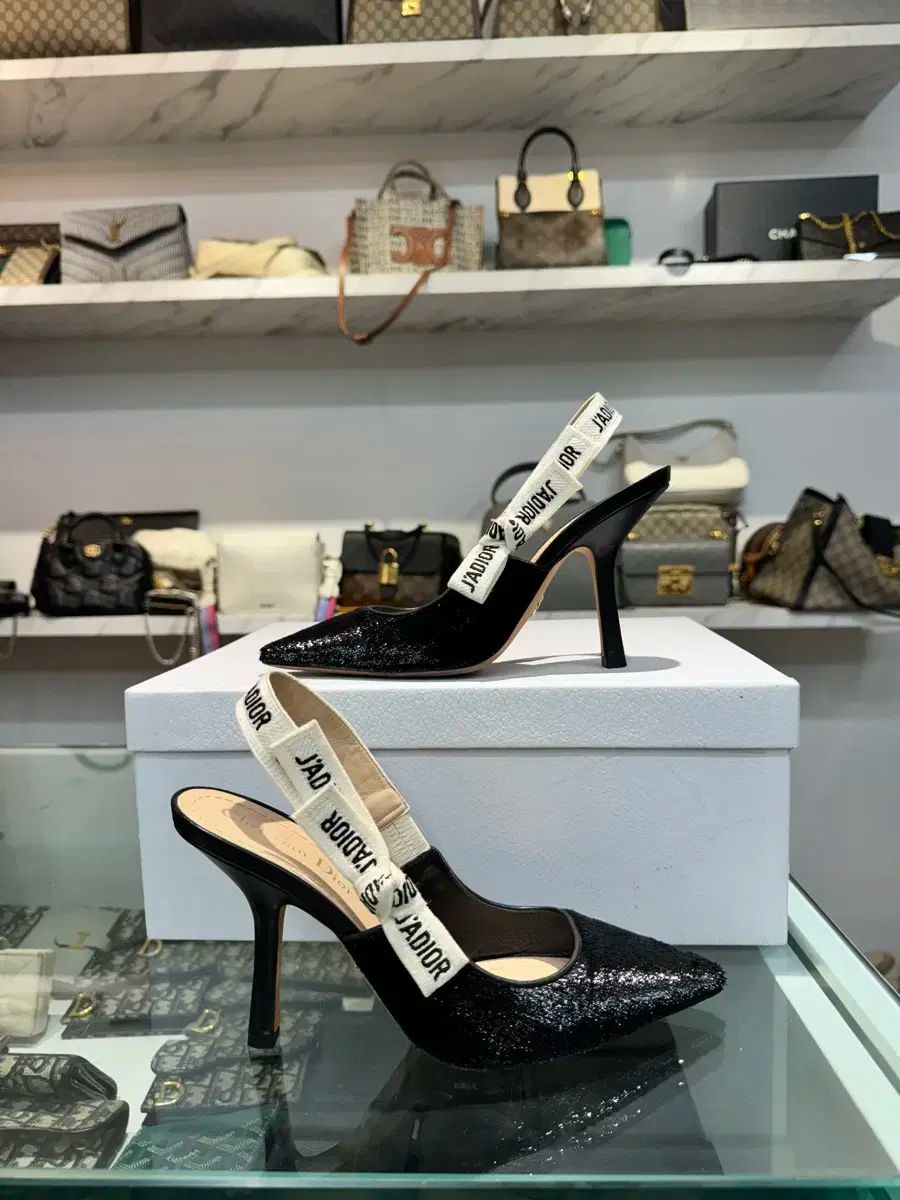 36 5 ディオール J ADIOR ブラック パンプス スリングバック ヒール 靴