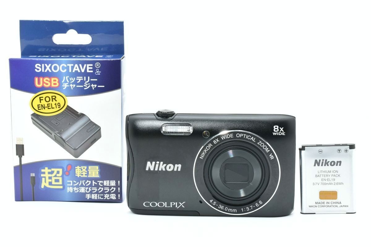 |Nikon COOLPIX S3700 デジタルカメラ ブラック 光学8倍ズーム 2005万画素|Y039