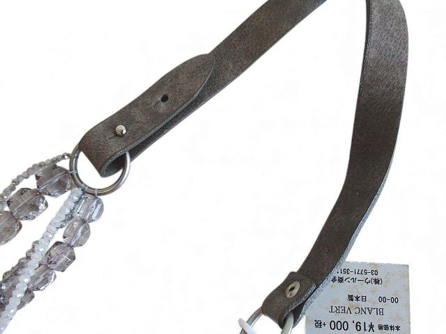 blancvert ブランベール ビーズ 革紐 ネックレス LQ4420055 ウールン  