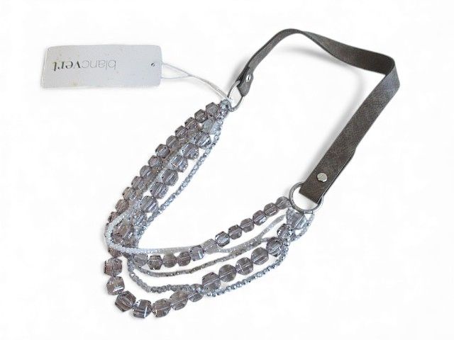 blancvert ブランベール ビーズ 革紐 ネックレス LQ4420055 ウールン  