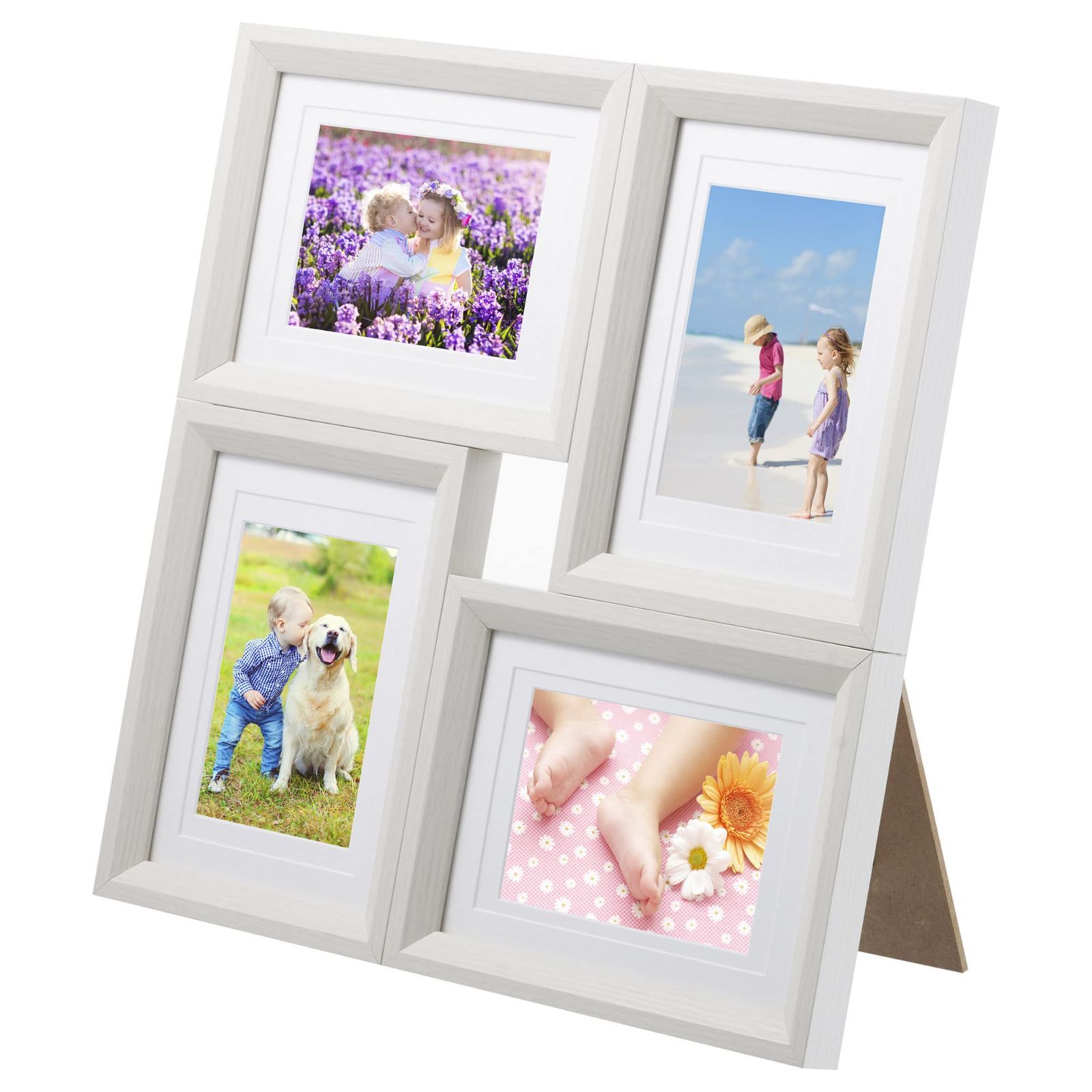 【在庫セール】ハクバ HAKUBA 額縁 Chululu(チュルル) フォトフレーム P02 4面額 ホワイト AMZFCHL-P02WT-4 L/KG/2Lサイズ兼用 木製 多面額 割れないPS板採用 スタンド付 吊り紐付