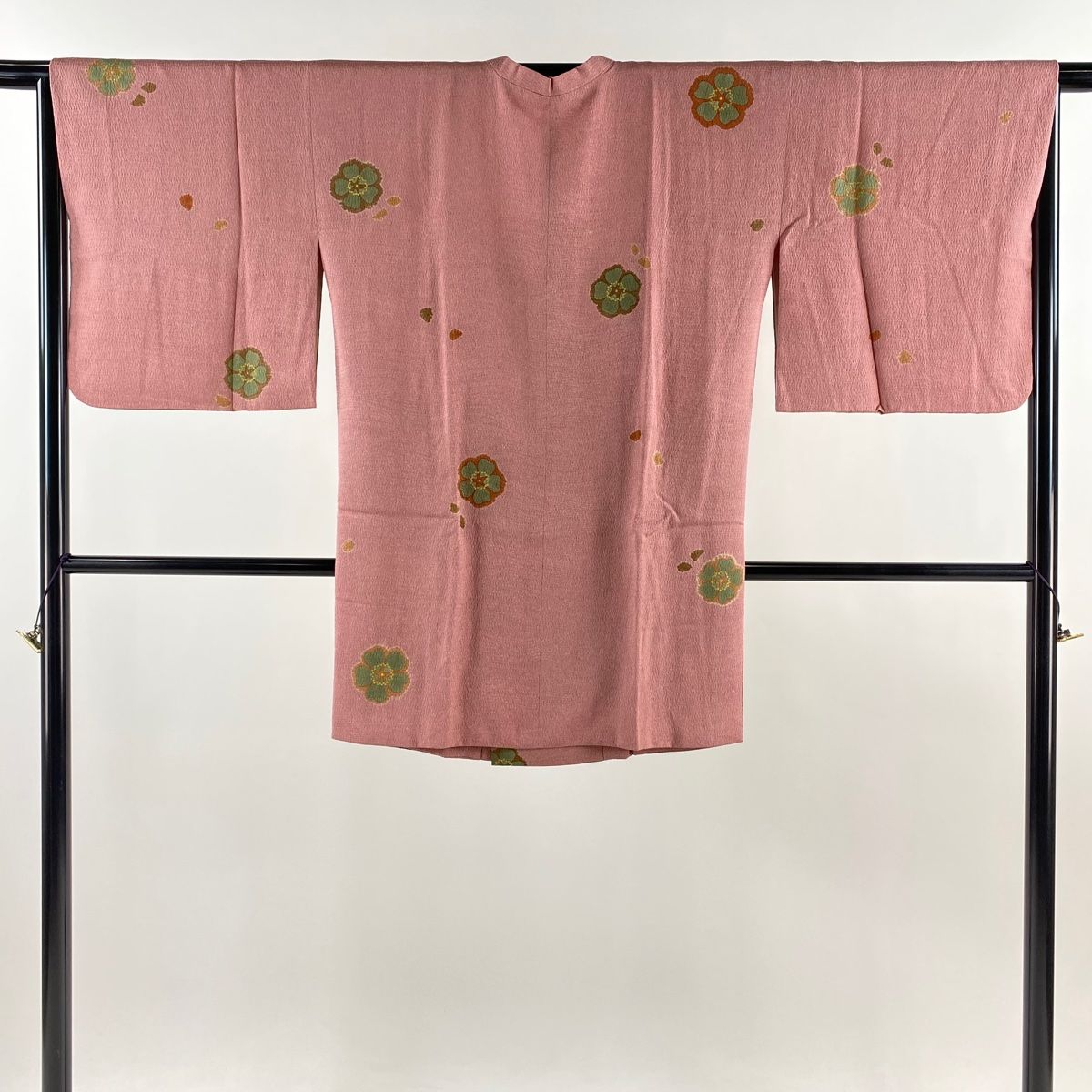 道行 身丈88 cm 裄丈66 M 和装コート 角衿 桜 ピンク 正絹 秀品
