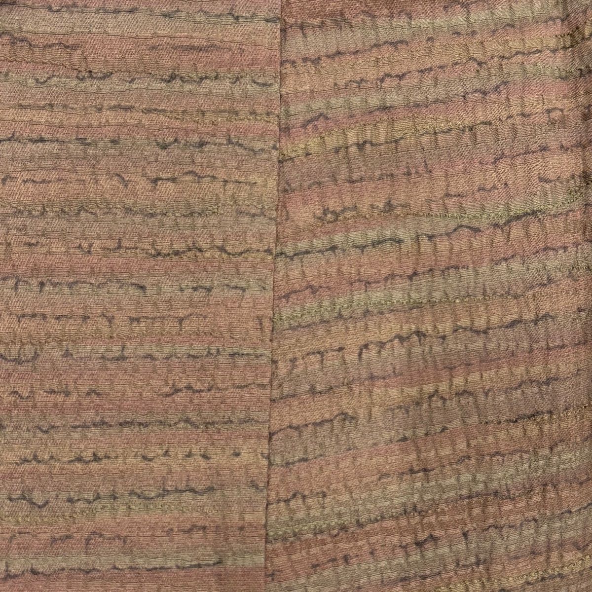  道中着 身丈85 cm 裄丈64 5 M 和装コート 縞 幾何学 茶色 正絹 秀品 羽織 着物 浴衣