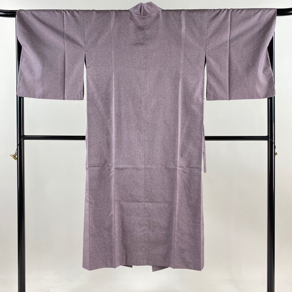 道中着 身丈132 5 cm 裄丈66 M 紬地 和装コート 着物衿 幾何学 灰紫 正絹 秀品