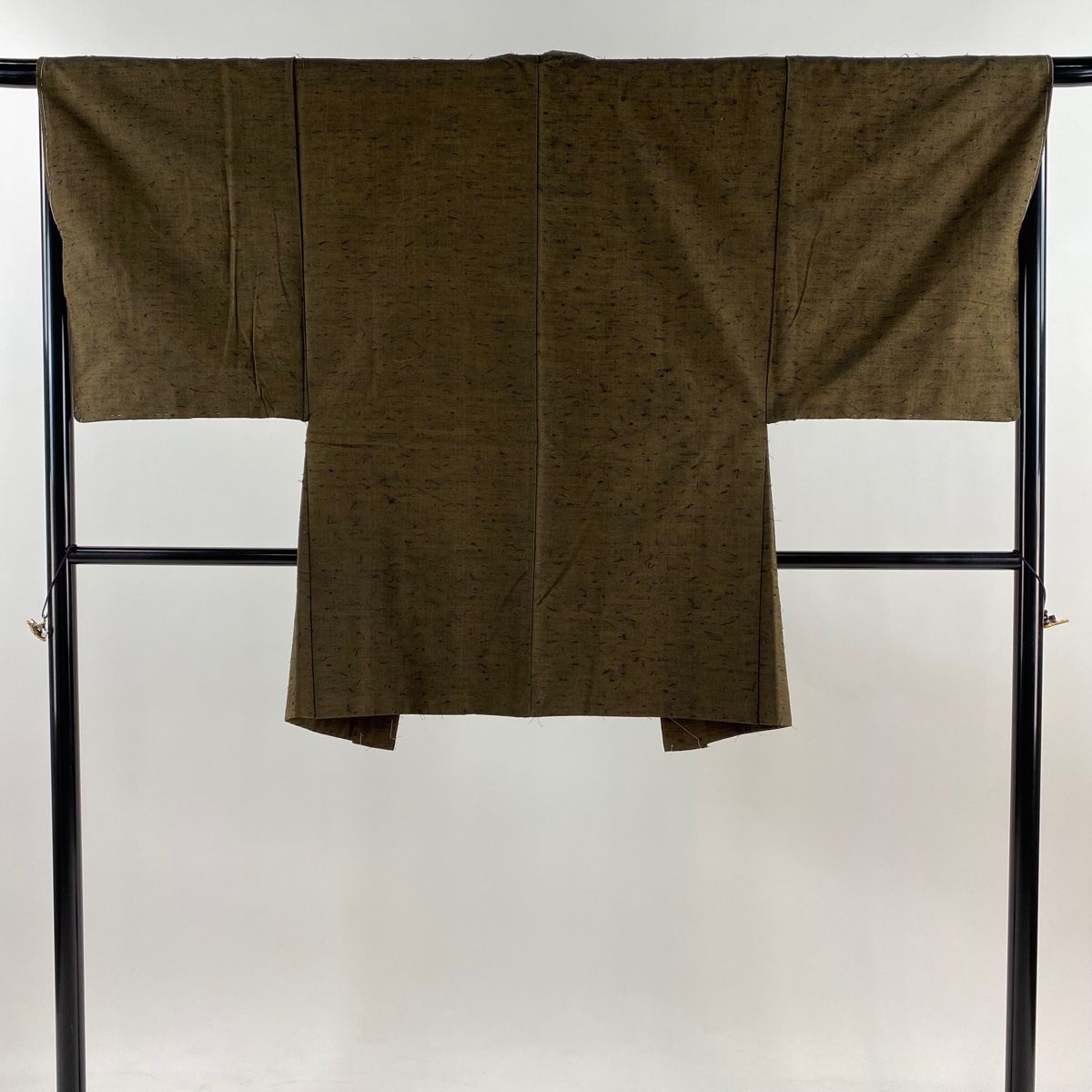 男着物 身丈90.5cm 裄丈66cm M 羽織 髭紬 焦茶色 正絹 秀品