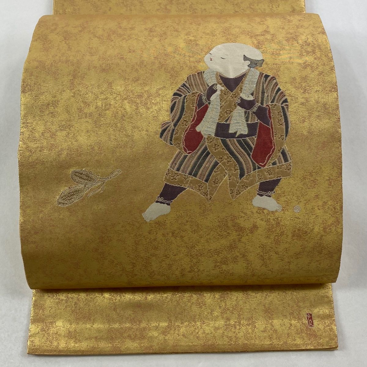 ZF-1141 袋帯 作家物 落款 刺繍 金箔 太鼓柄 正絹 逸品 作家もの 刺繍