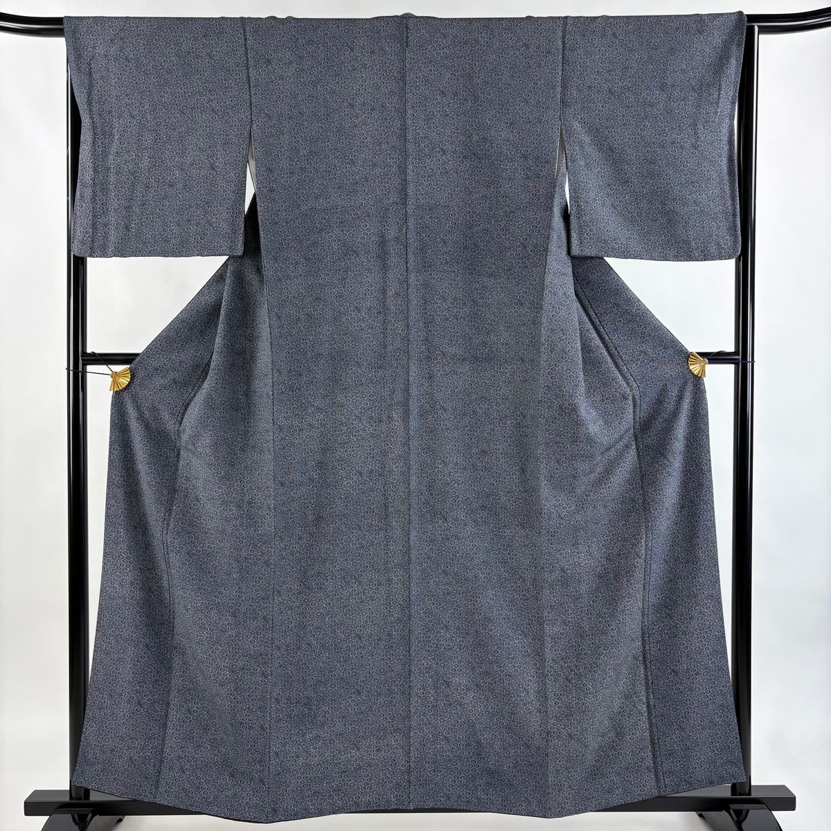 小紋 身丈157 cm 裄丈65 M 袷 菊 亀甲 藍色 正絹