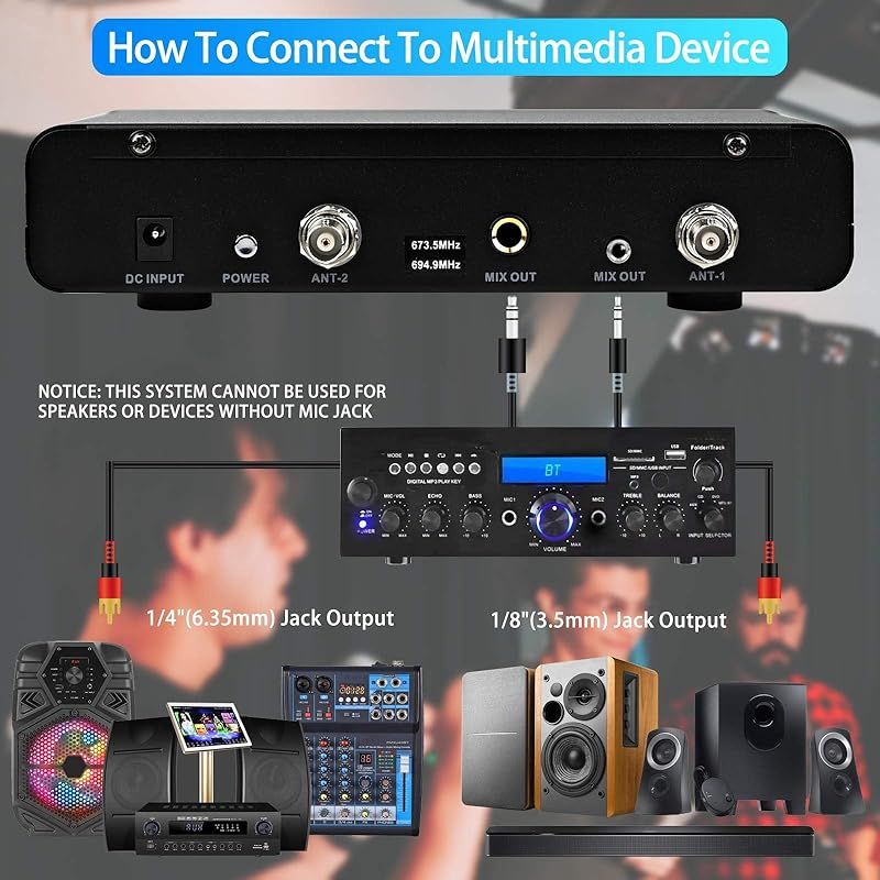 ワイヤレスマイクシステム メタルマテリアル カラオケセット 無線マイク Kithouse UHF ワイヤレスマイクシステム メタルマテリアルコードレス