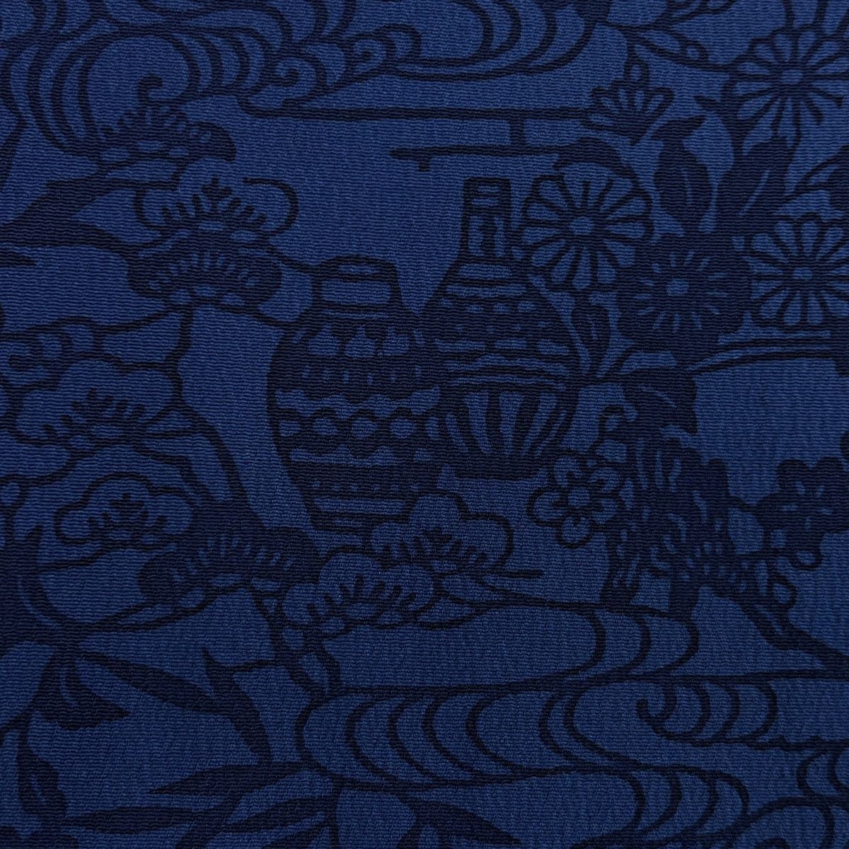  小紋 身丈154.5 cm 裄丈62.5 S 袷 草花 器物 紺色 正絹 秀品 小紋 着物