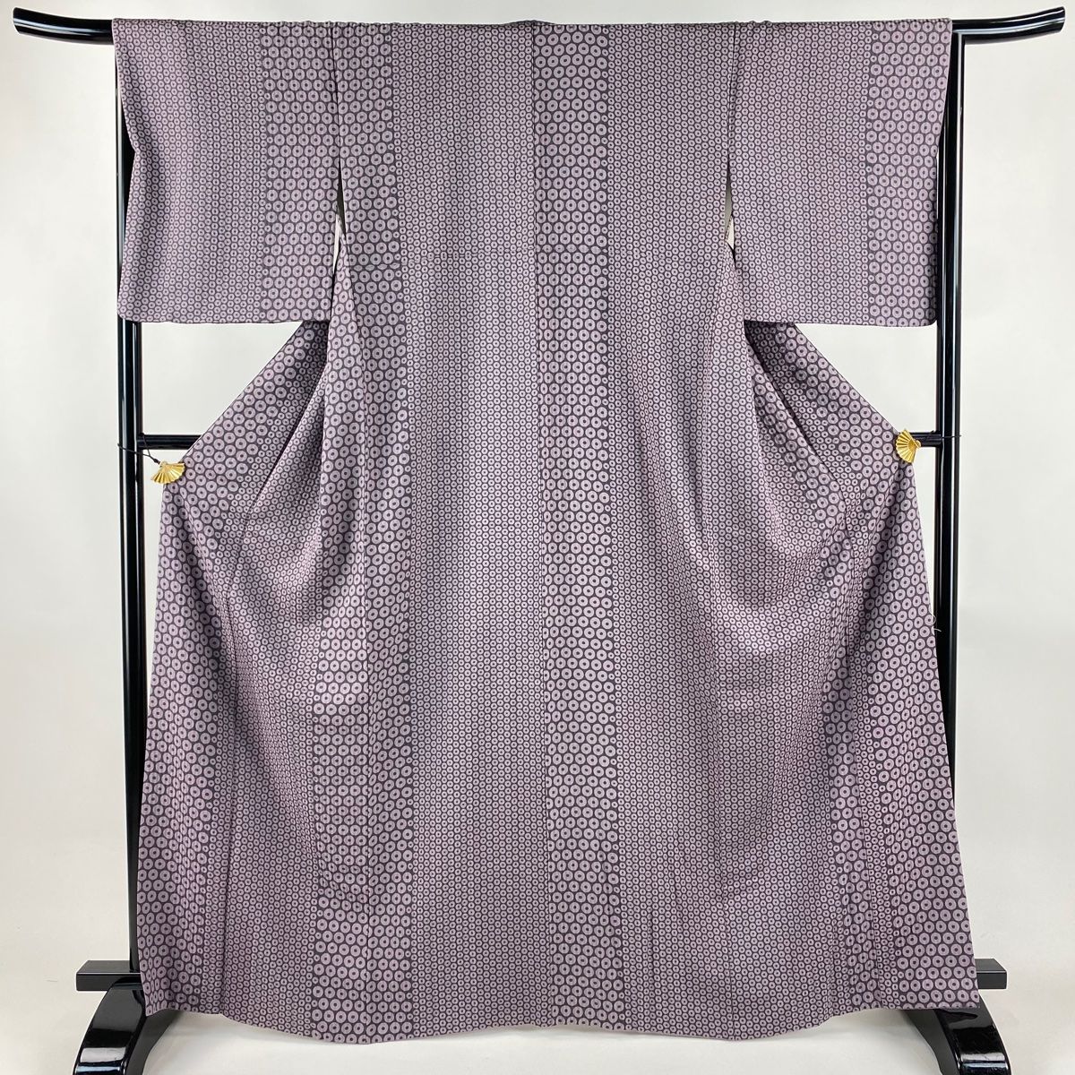 小紋 身丈164 cm 裄丈66 5 M 袷 幾何学 紫 正絹 秀品