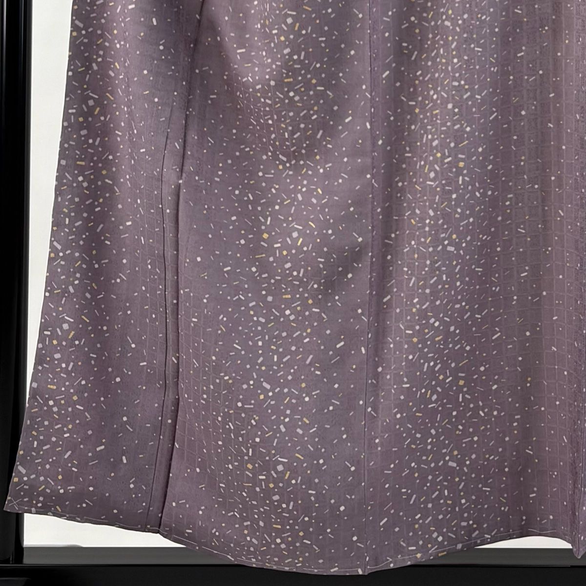 小紋 身丈155 5 cm 裄丈63 S 袷 幾何学模様 地紋 金彩 灰紫 正絹 秀品