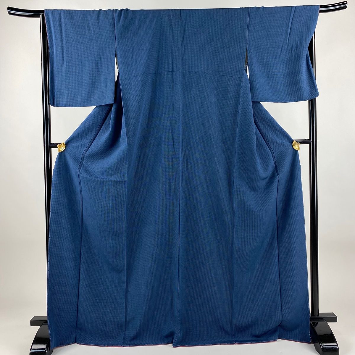 小紋 身丈171 cm 裄丈66 5 M 袷 格子 藍色 正絹 秀品