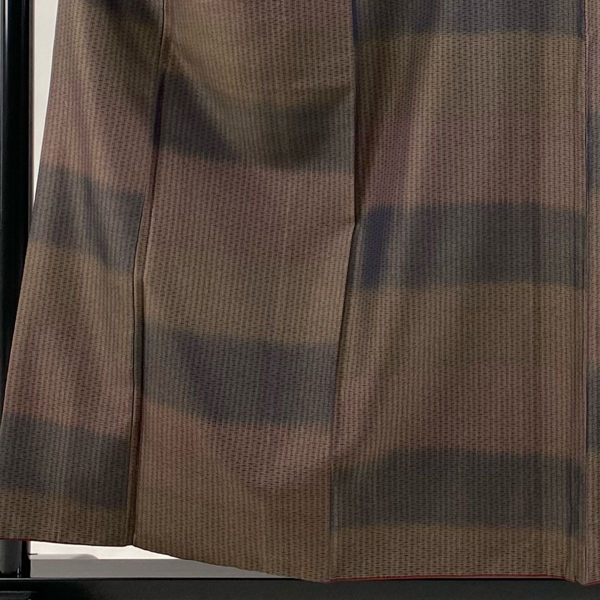 小紋 身丈157 cm 裄丈64 M 袷 お召地 幾何学 段縞 小豆色 正絹