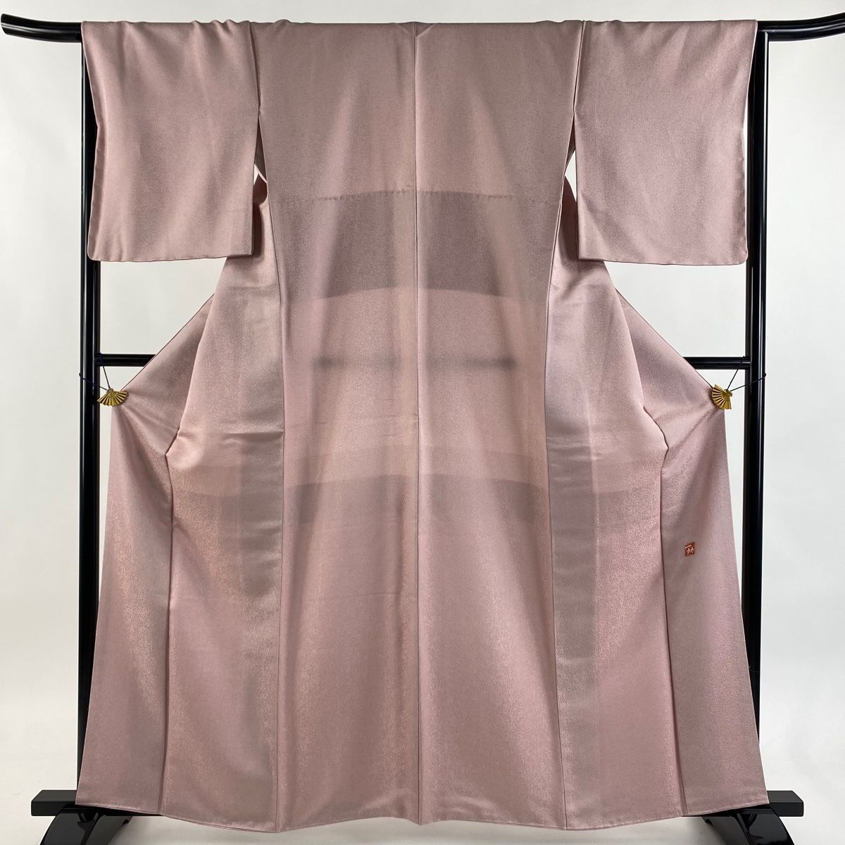 色無地 身丈161 cm 裄丈65 5 M 袷 二代目 久保田一竹 落款 地紋 金銀通し ピンク 正絹