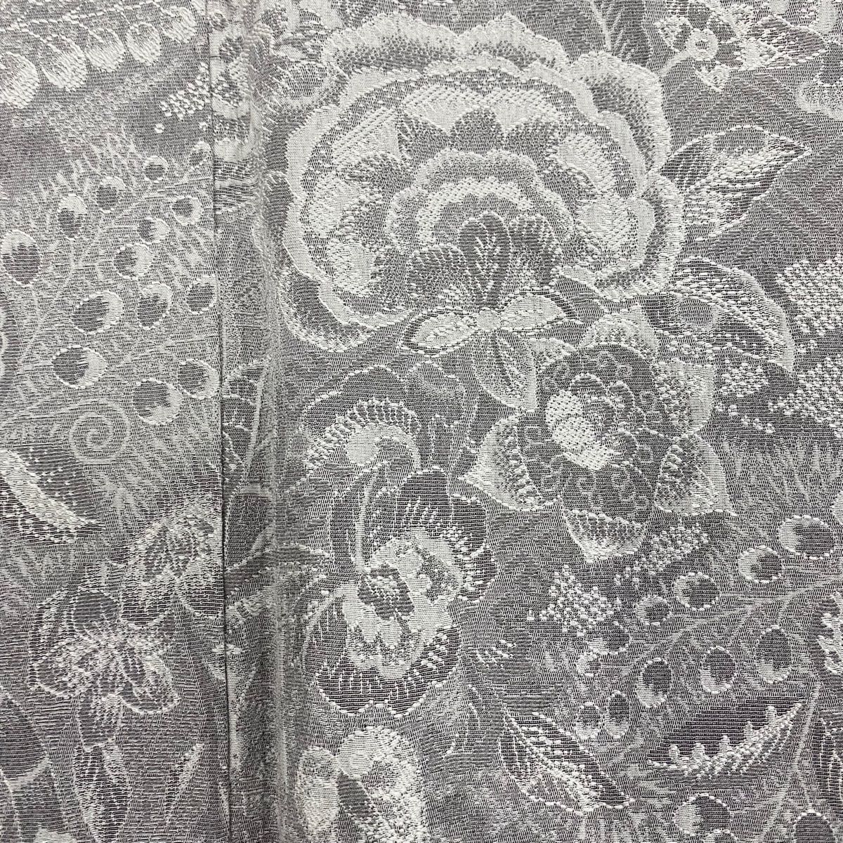  小紋 身丈154 5 cm 裄丈63 S 袷 紋意匠 草花 灰色 正絹 小紋 着物