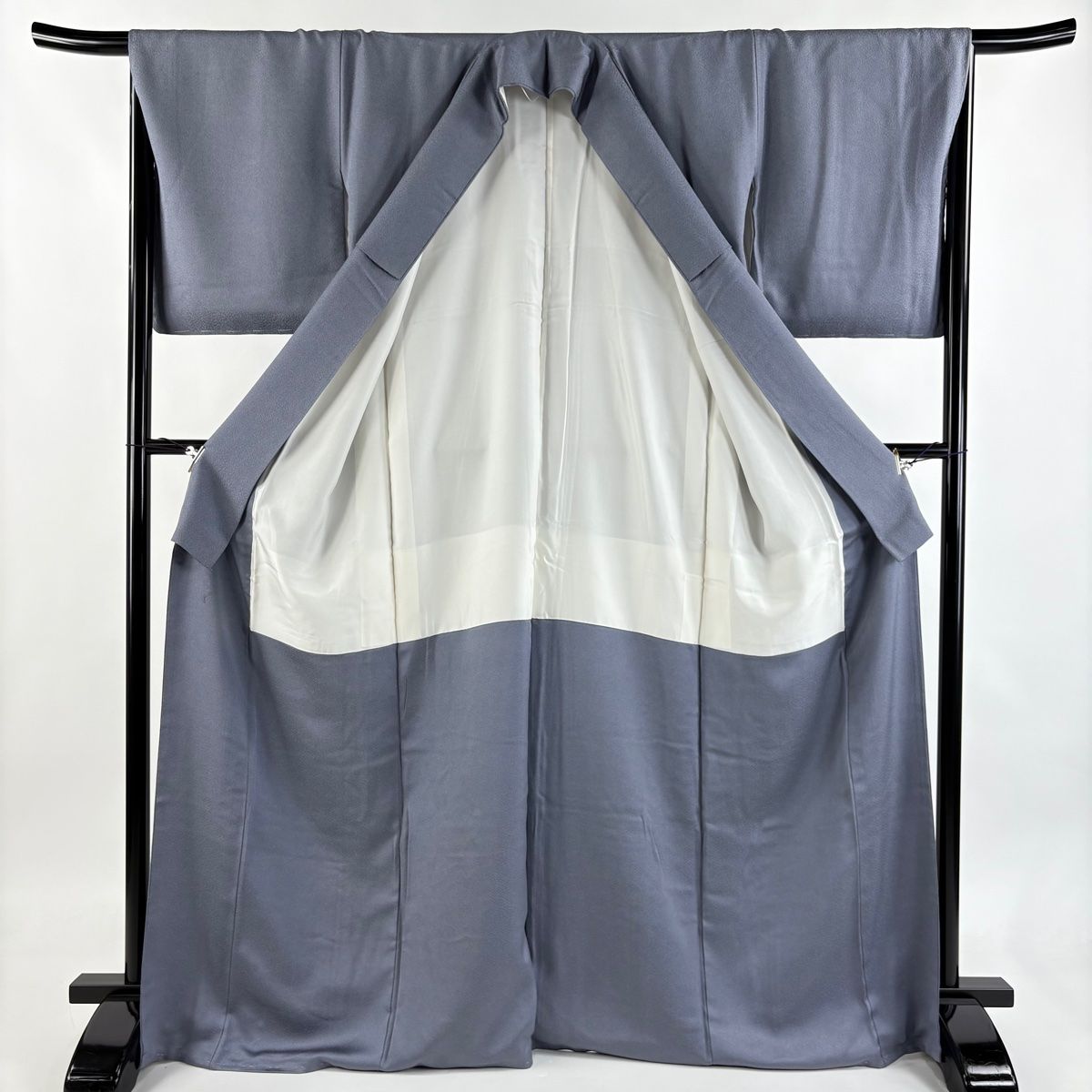 江戸小紋 身丈170cm 裄丈67cm M 袷 落款 鮫柄 青灰色 正絹 名品 一つ紋