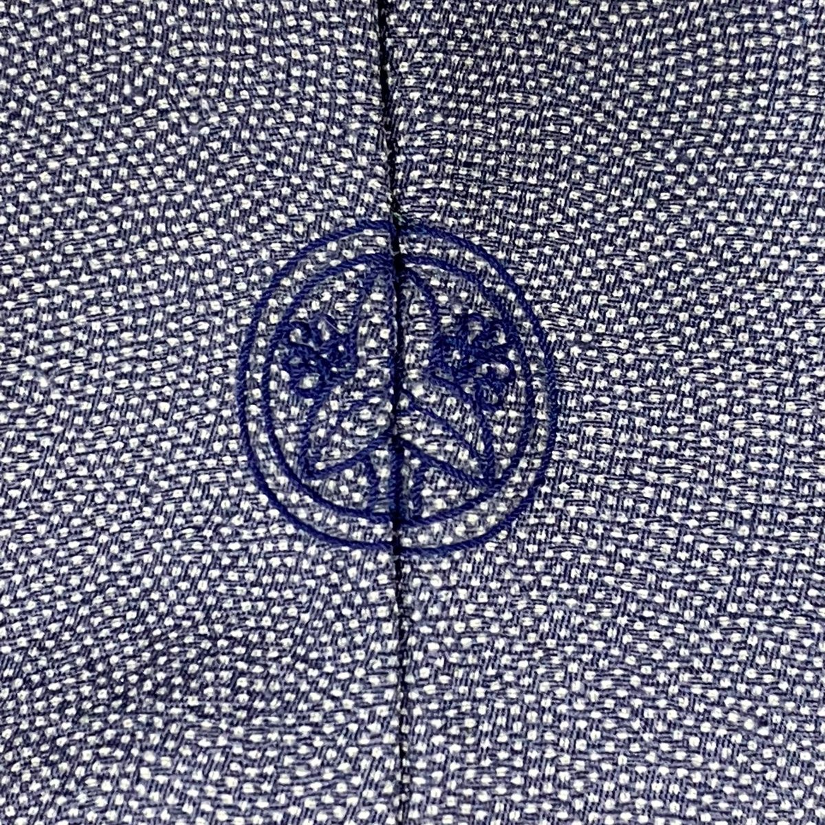 江戸小紋 身丈170cm 裄丈67cm M 袷 落款 鮫柄 青灰色 正絹 名品 一つ紋