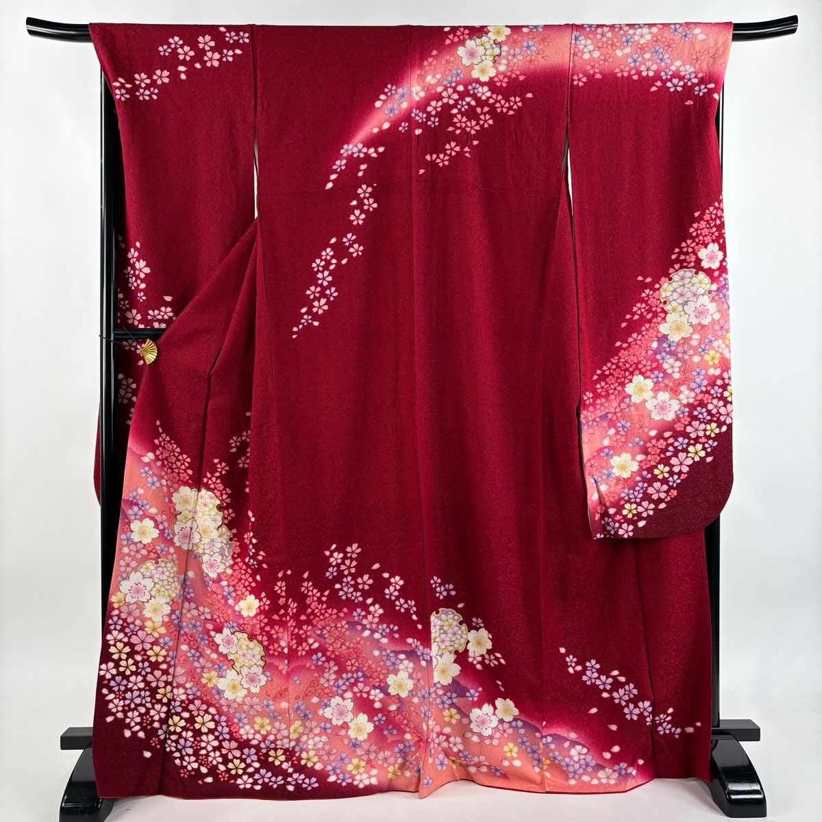振袖 身丈169.5 cm 裄丈69 L 袷 桜 雪輪 金糸 銀通し 赤 正絹