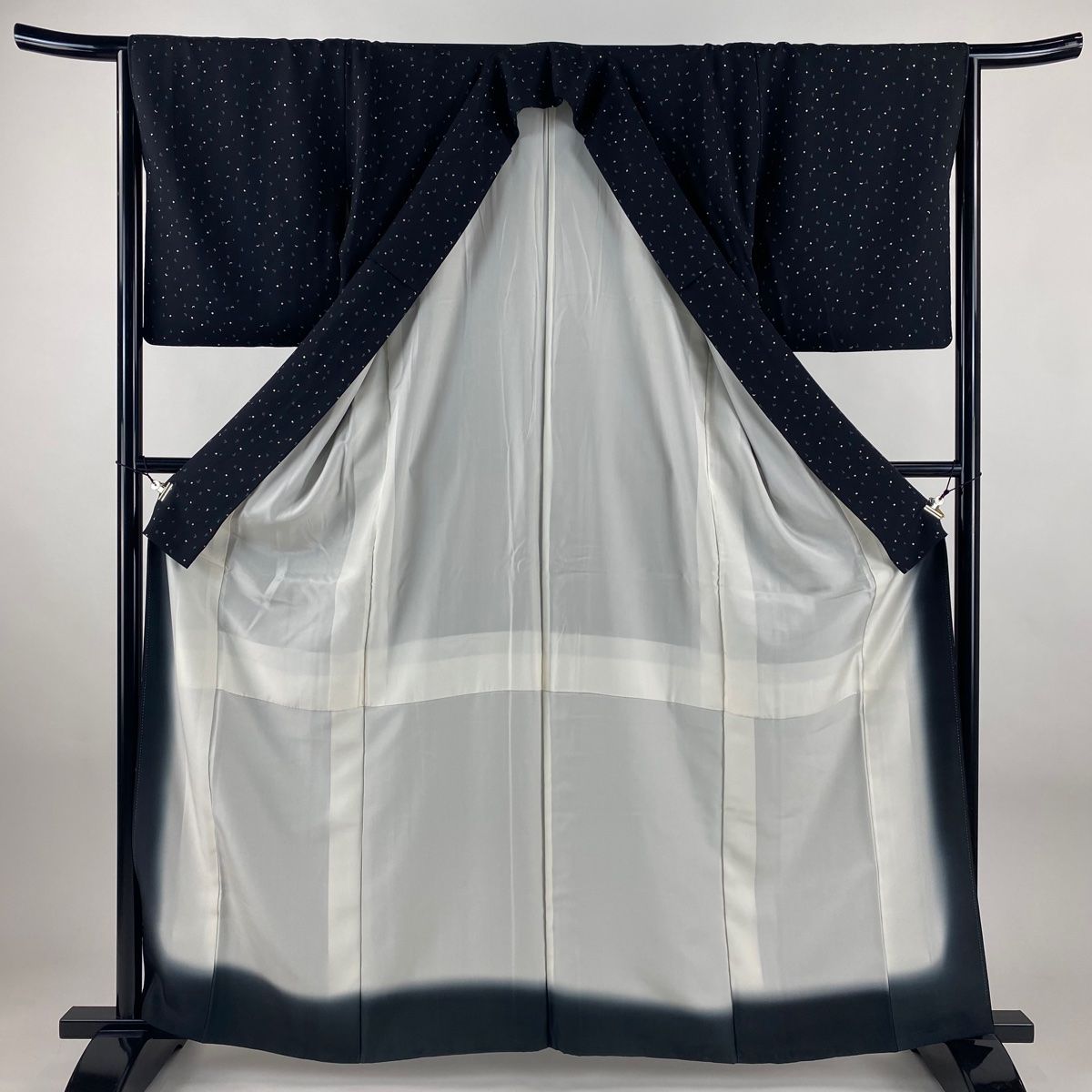  小紋 身丈163 cm 裄丈64 5 M 袷 雪月花 月 金彩 黒 正絹 小紋 着物