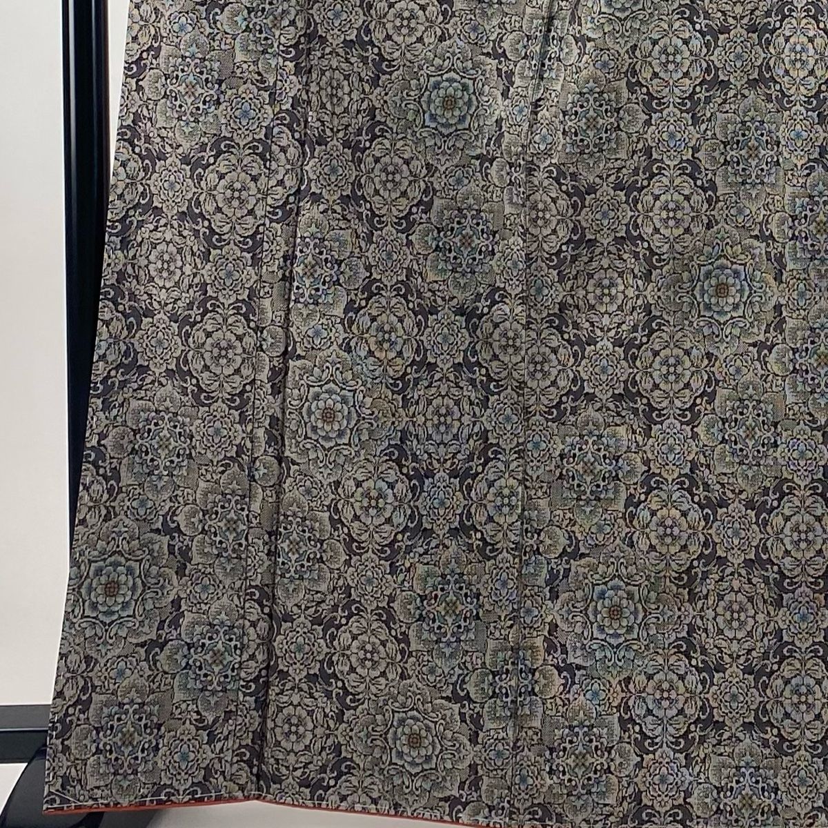 紬 身丈167 cm 裄丈67 M 袷 落款 証紙 華文 茶紫 正絹