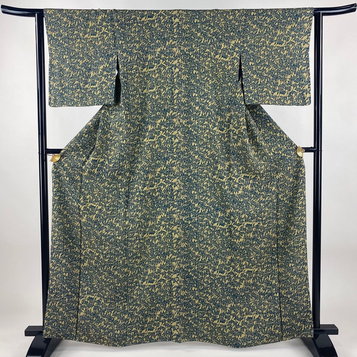 小紋 身丈162.5 cm 裄丈63 S 袷 笹 ベージュ 正絹