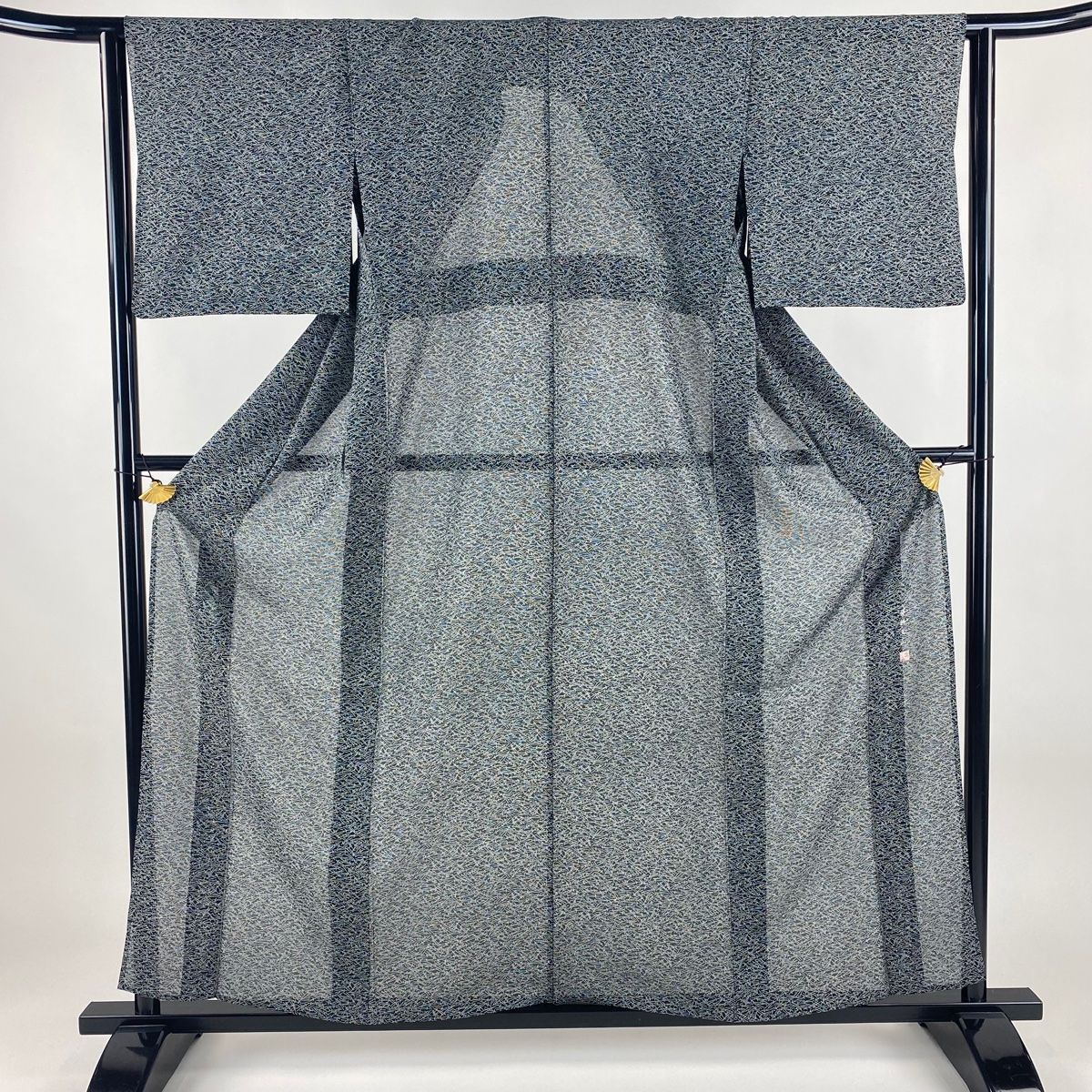 小紋 身丈157.5 cm 裄丈63.5 S 薄物 保科土山 絽 落款 松葉 黒 正絹