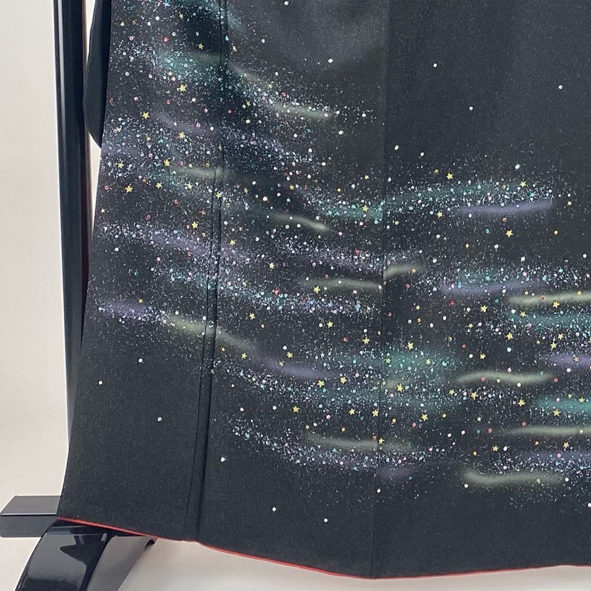 振袖 身丈163 5 cm 裄丈66 M 袷 落款 霞 星 ラインストーン 金通し 黒 正絹