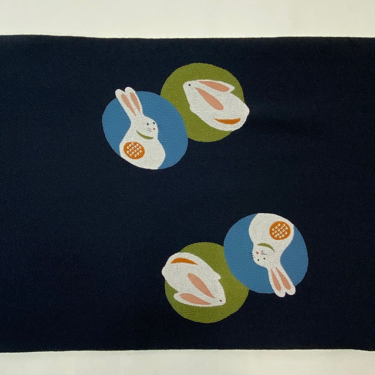  開き名古屋帯 うさぎ 組紐 縮緬 黒 正絹 名古屋帯 帯