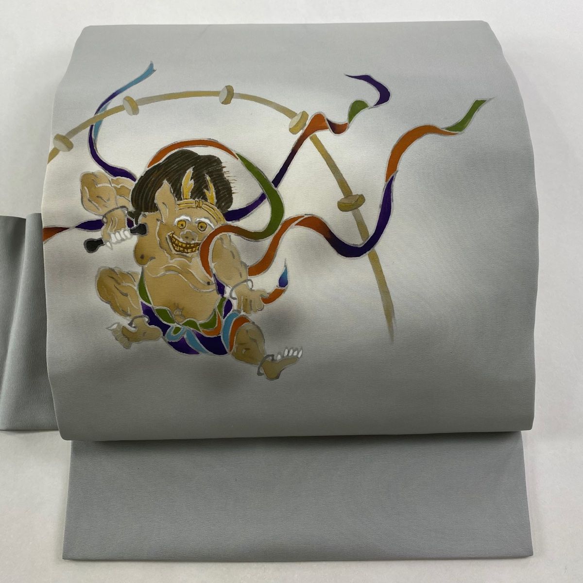 名古屋帯 名品 風神雷神 ぼかし 青灰色 正絹 【中古】 - メルカリ