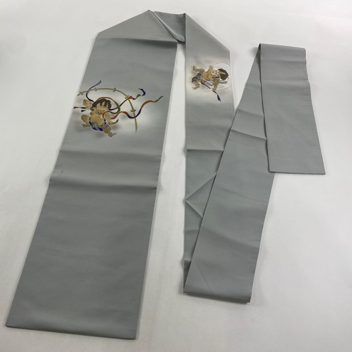 名古屋帯 名品 風神雷神 ぼかし 青灰色 正絹 【中古】 - メルカリ