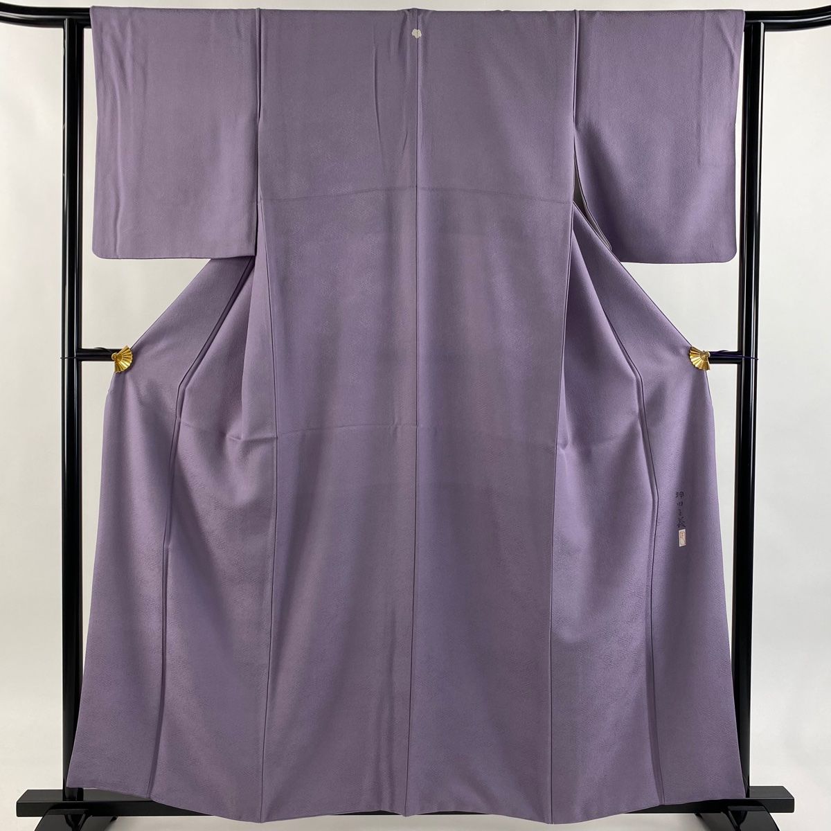 色無地 身丈158 cm 裄丈63 S 袷 押田正義監修 落款 地紋 薄紫 正絹 秀品 一つ紋