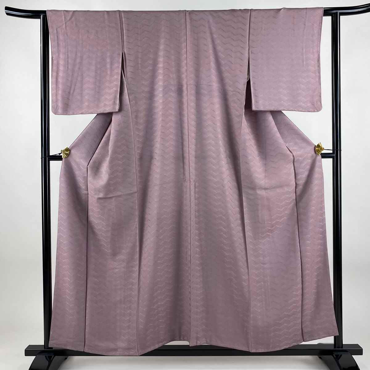 色無地 身丈155.5 cm 裄丈62.5 S 袷 地紋 灰紫 正絹 秀品