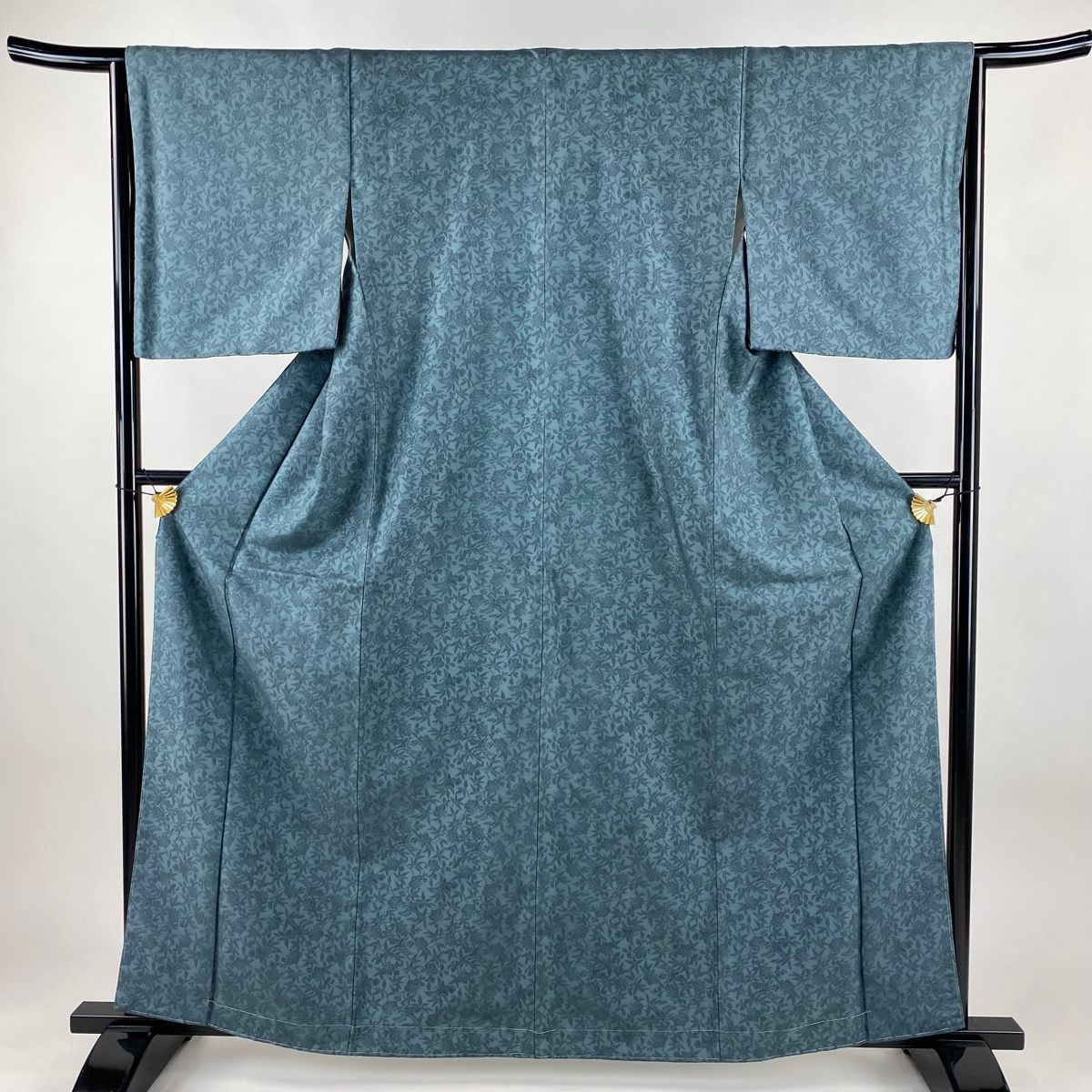 小紋 身丈163 cm 裄丈65 5 M 袷 地紋 青緑 正絹 秀品