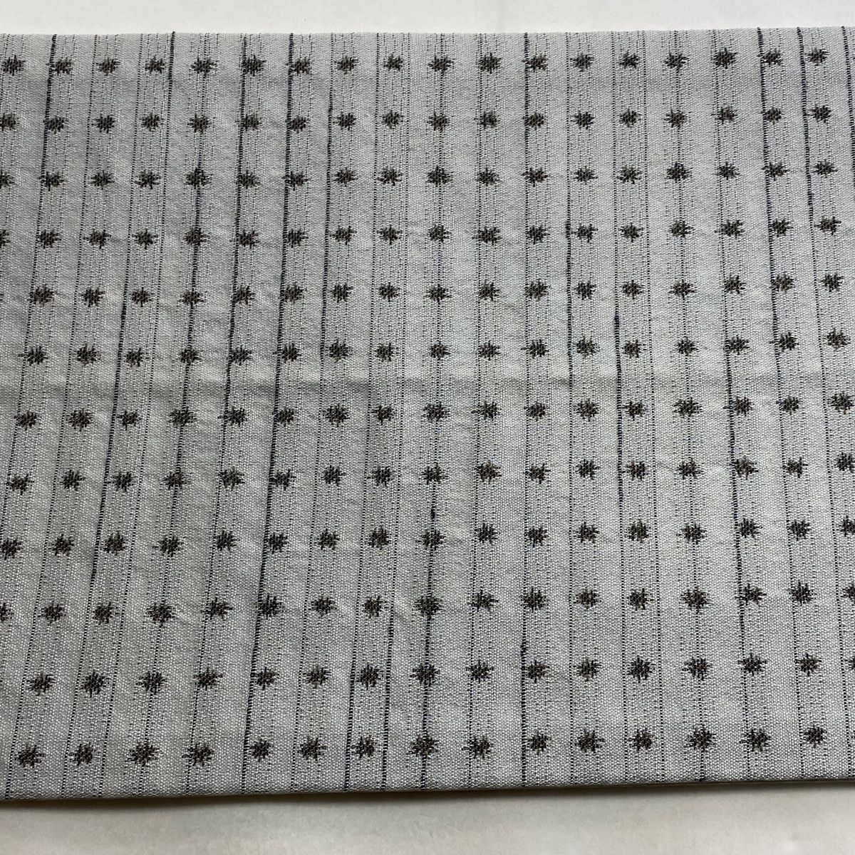  袋名古屋帯 秀品 縞 幾何学模様 灰色 正絹 名古屋帯 帯