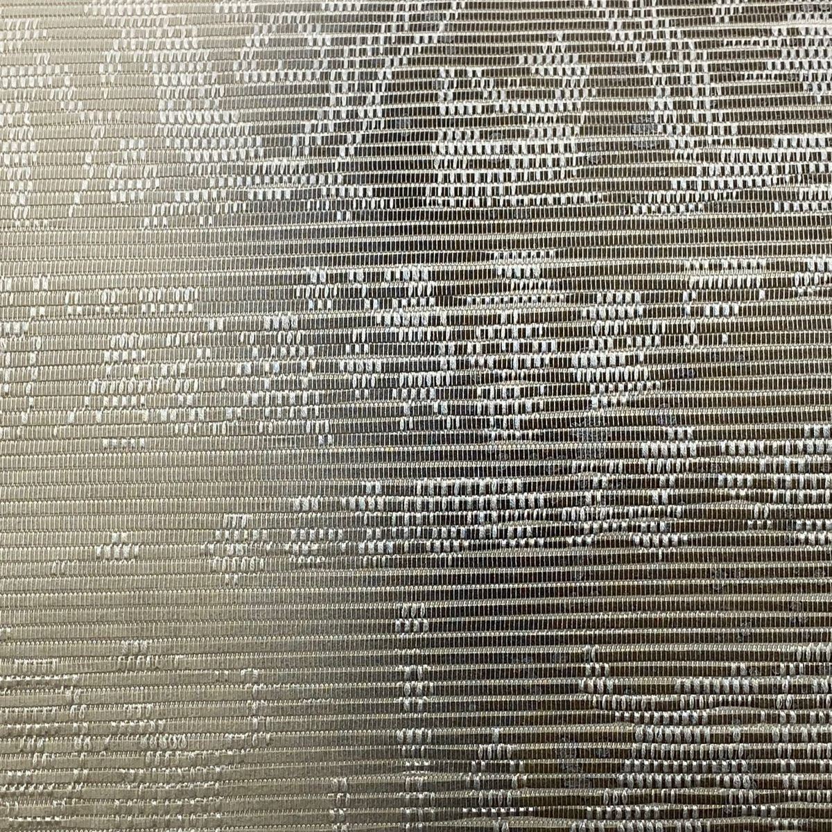 名古屋帯 秀品 縞 鳥 銀彩 クリーム 正絹