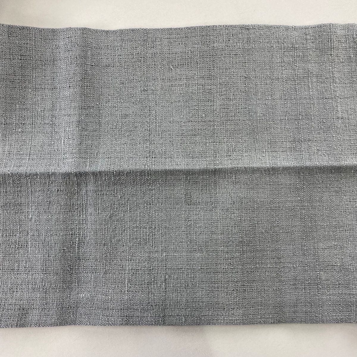  開き名古屋帯 秀品 草花 刺繍 金糸 灰色 正絹 名古屋帯 帯