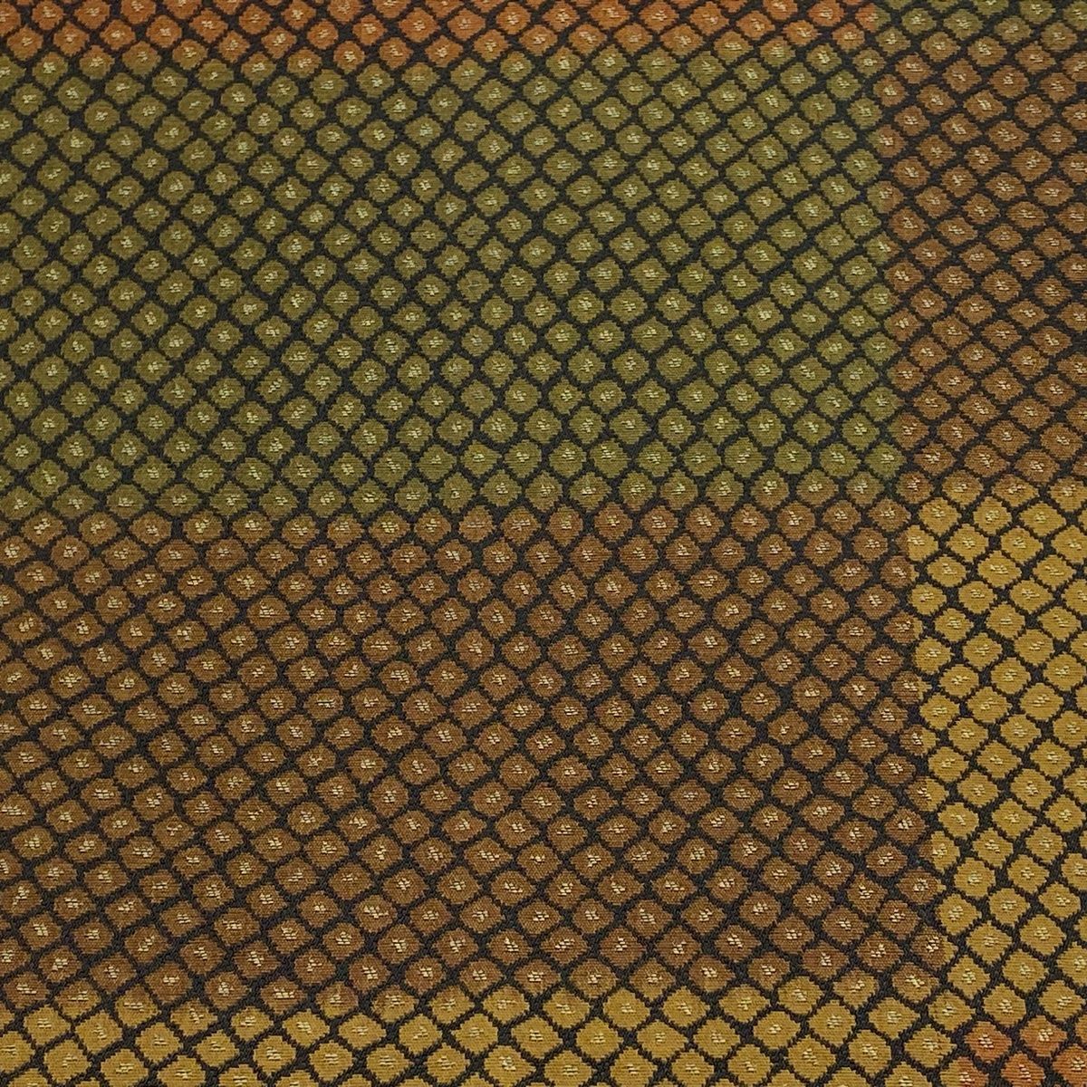 袋帯 秀品 幾何学 変わり市松 茶色 全通 正絹