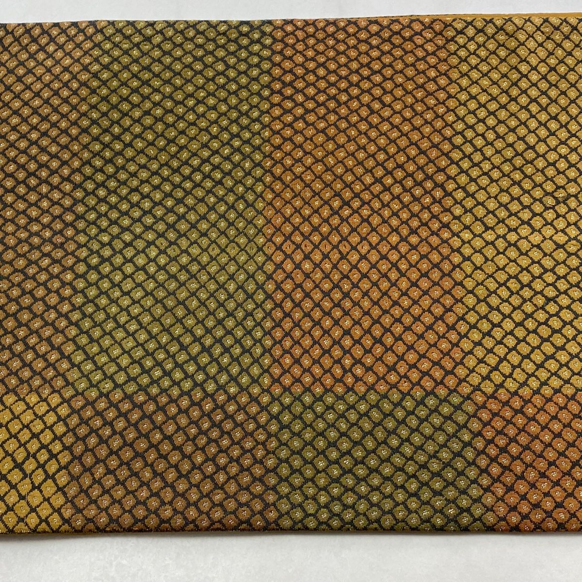  袋帯 秀品 幾何学 変わり市松 茶色 全通 正絹 袋帯 帯