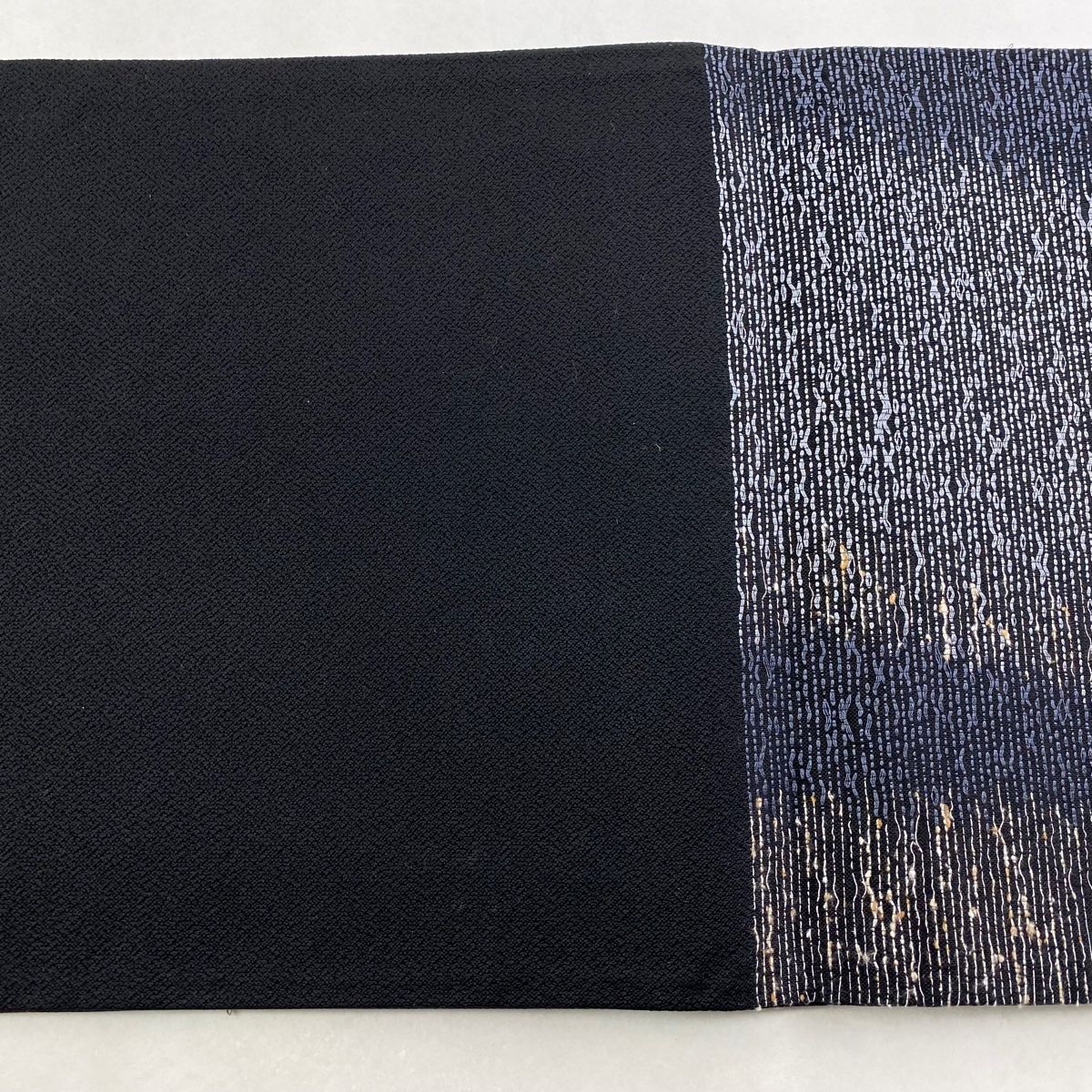  袋帯 秀品 幾何学 よろけ縞 黒灰 六通 正絹 袋帯 帯