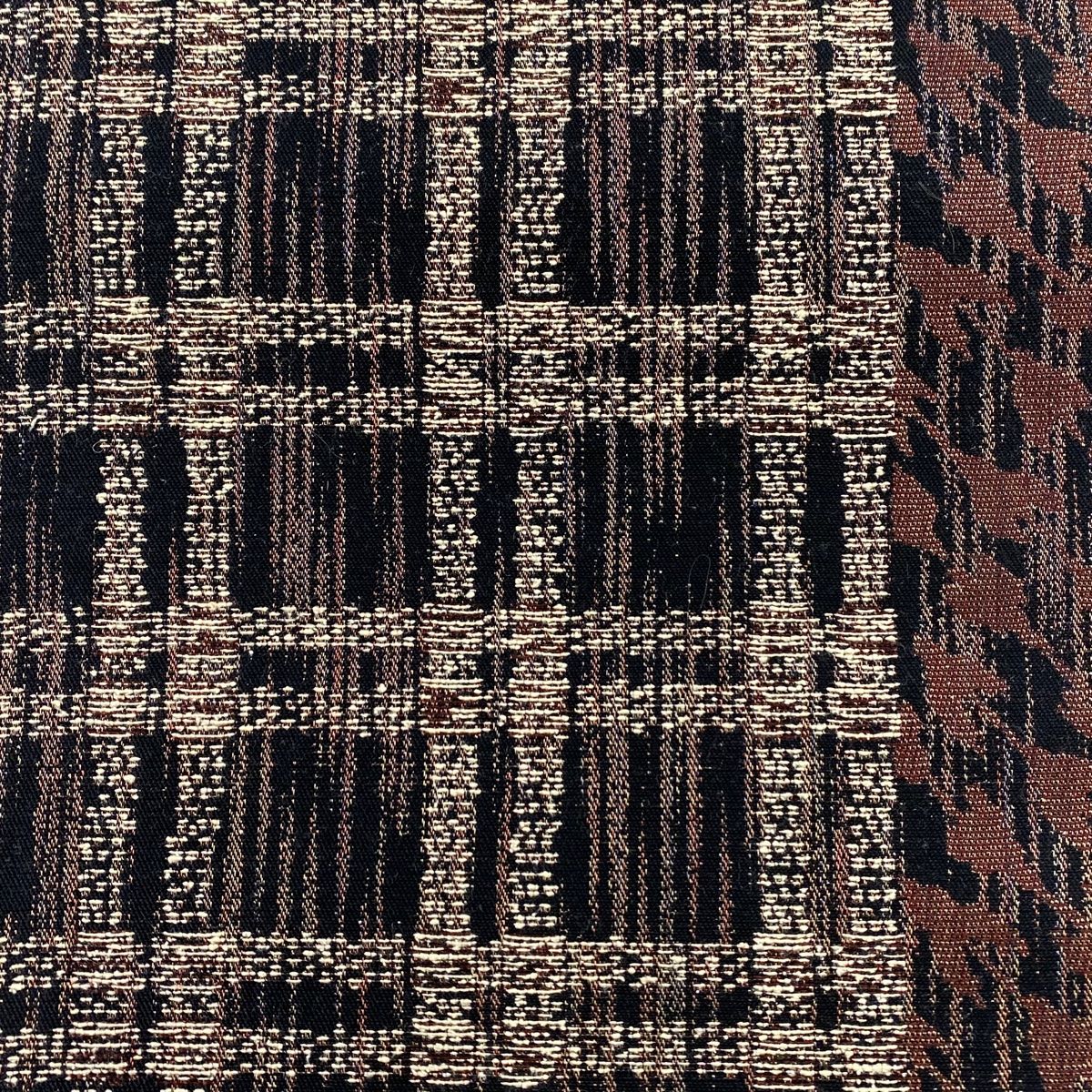 袋帯 秀品 ますいわ屋 格子 千鳥 焦茶色 六通 正絹