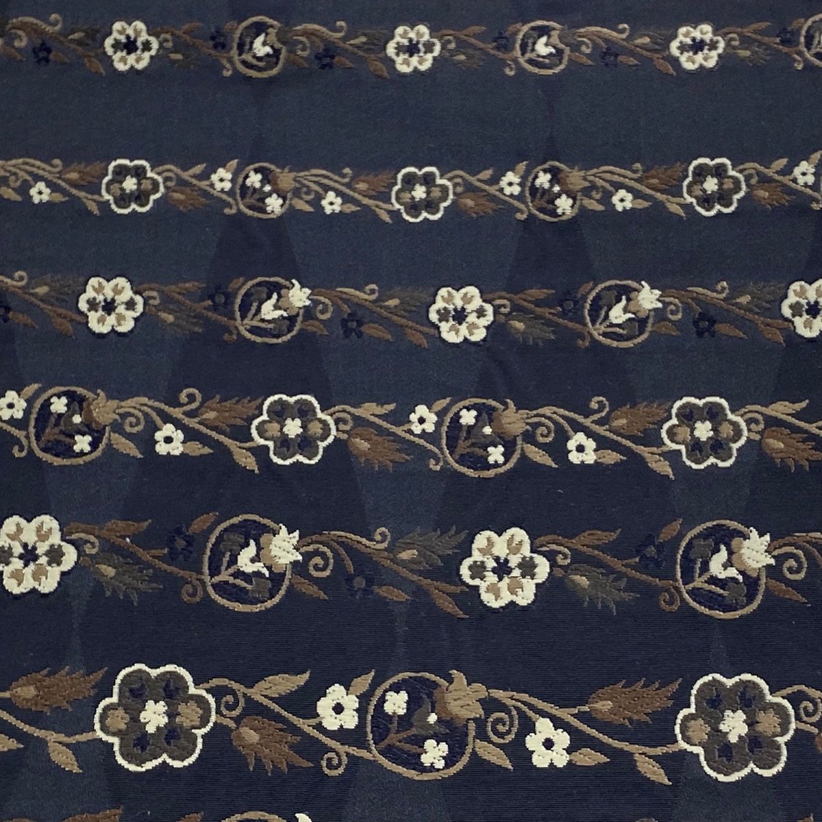 袋帯 秀品 花唐草 唐織 黒灰 六通 正絹