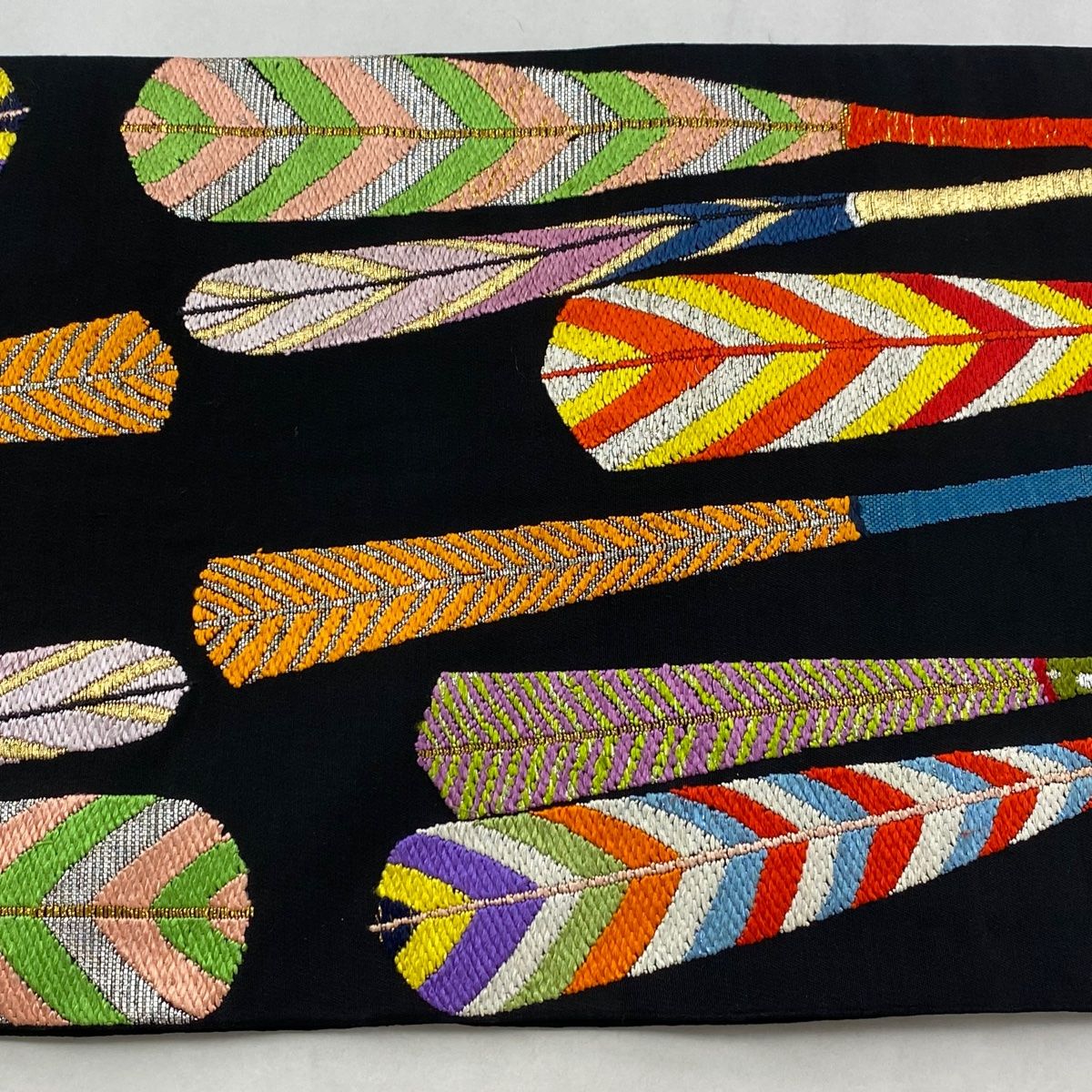 三軸組織 お洒落逸品袋帯(中古品) 袋帯 美品 逸品 証紙あり 家寶集 華文 鶴 金銀糸 唐織 金色 六通 正絹