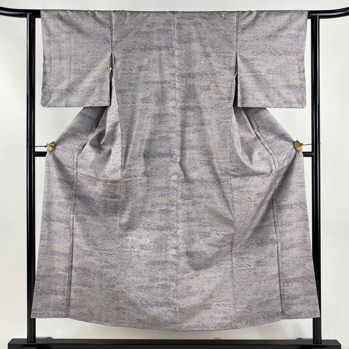 大島紬 身丈152 cm 裄丈61 S 袷 紬地 証紙 霞 灰紫 正絹